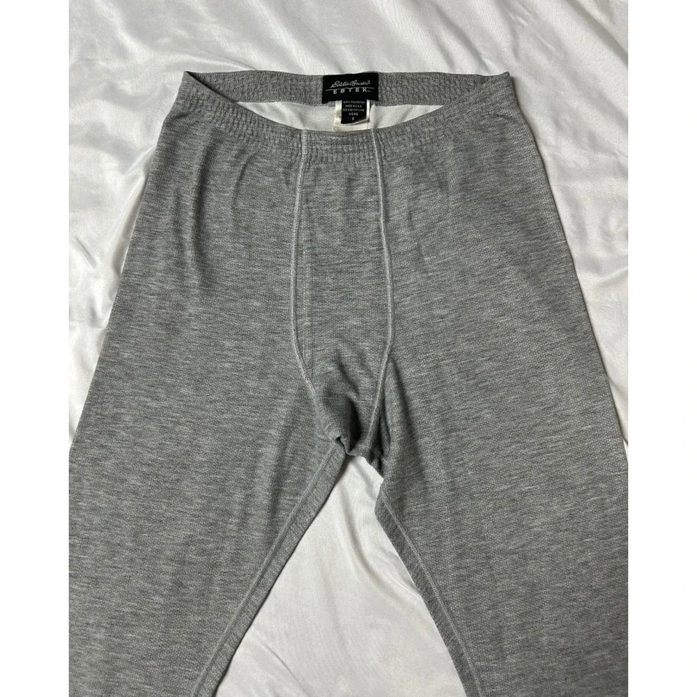 Eddie Bauer EBTEK Mens Small Thermal Base Layer Pants Gray Leggings Vtg Made USA